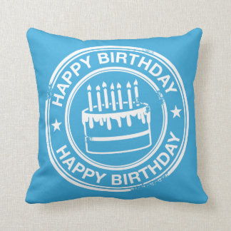 Happy Birthday -white rubber stamp effect- Cushion