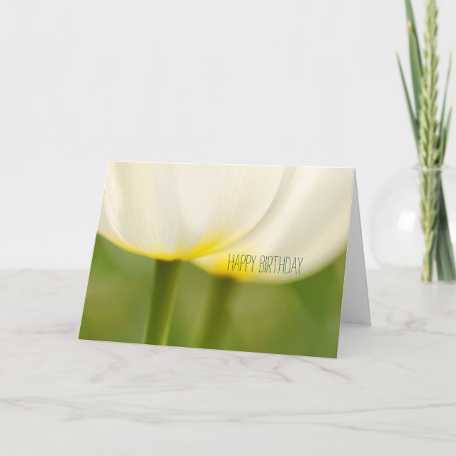 Happy Birthday White Tulips Card (Front)
