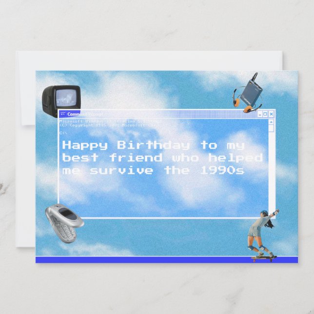 Happy Birthday Windows95 Computer Theme  Card (Front)