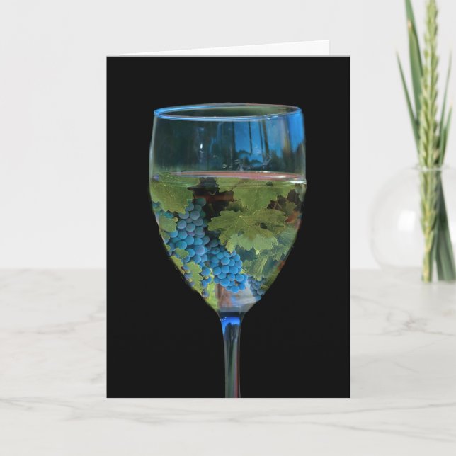 Happy Birthday Wine and Grapes Card (Front)