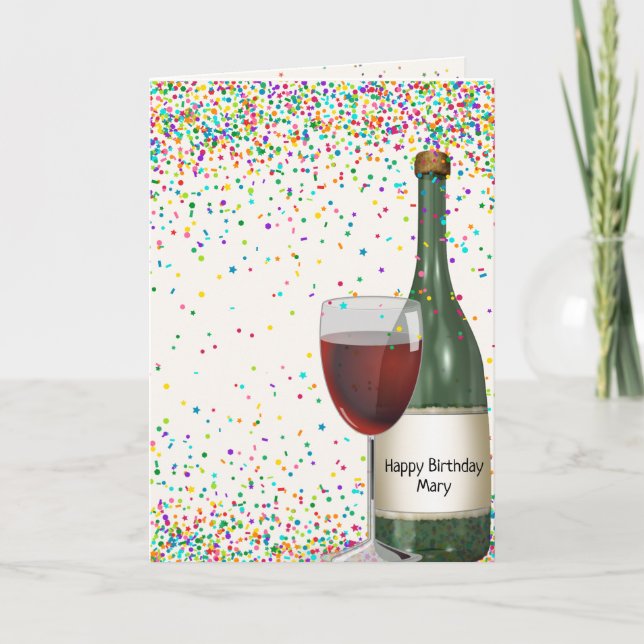 Happy Birthday wine bottle Card (Front)
