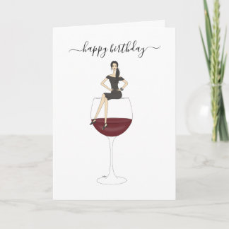 Happy Birthday - Wine Glass Card