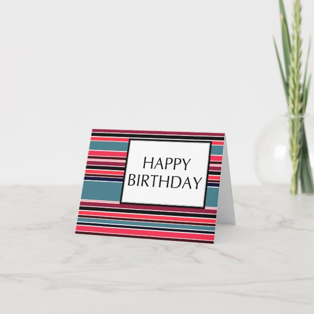 happy birthday (wineStripes) Card (Front)
