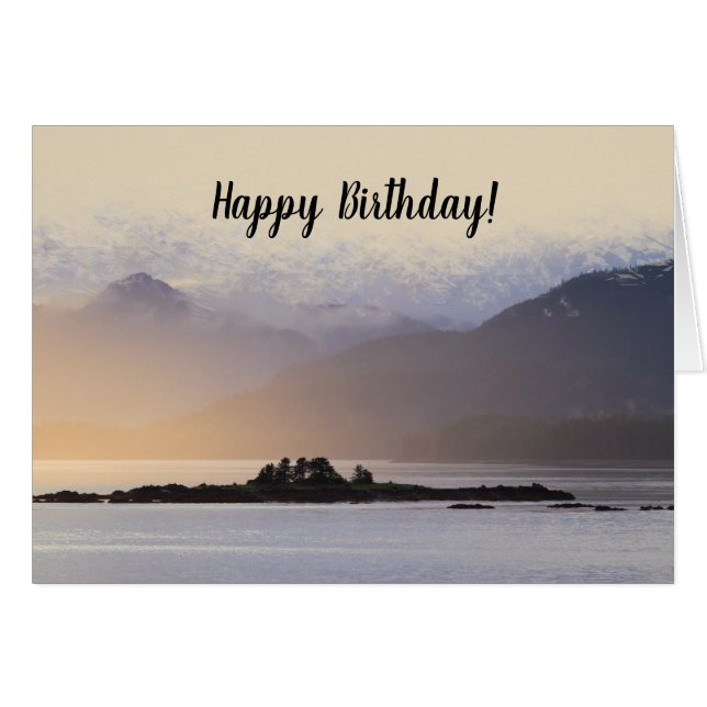 Happy Birthday Wish Misty Mountains Greeting (Front Horizontal)