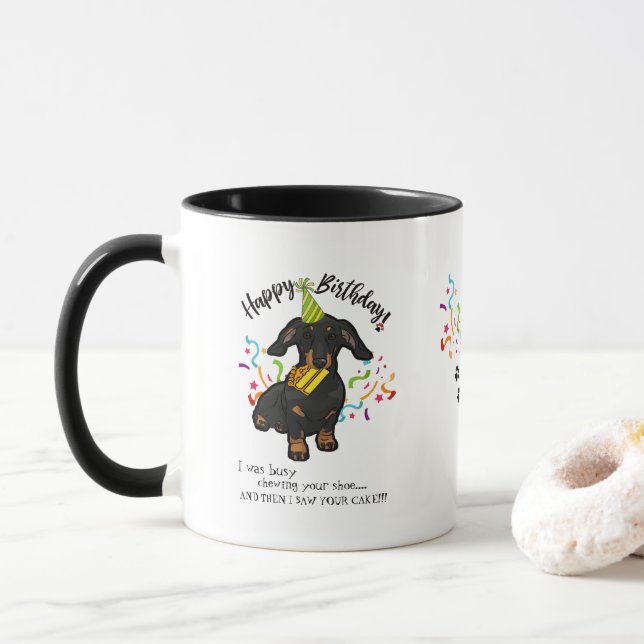 Happy Birthday Wishes  from Your Dachshund Dog Mug (With Donut)