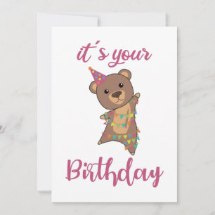 Happy Birthday Wishes To You Bear Cute Animals Adu Invitation