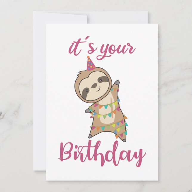 Happy Birthday Wishes To You Sloth Cute Adult Clot Invitation (Front)