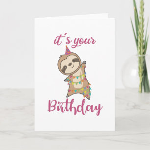 Happy Birthday Wishes To You Sloth Cute Card