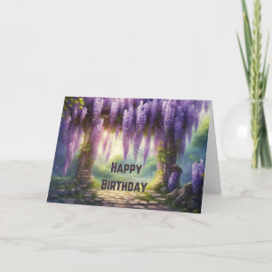 Happy Birthday Wisteria Flowers  Card