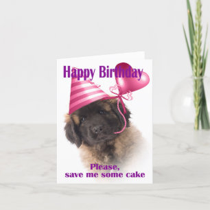 Happy birthday with a Leonberger puppy Card