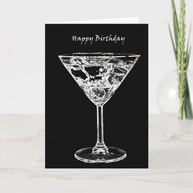 Happy Birthday with a Martini Card (Front)