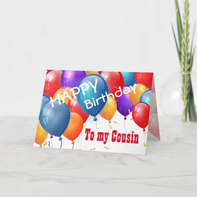 Happy Birthday with Balloons COUSIN 2 Card (Front)