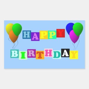 Happy Birthday with Balloons Rectangular Sticker