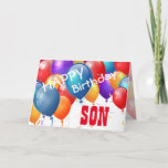 Happy Birthday with Balloons SON A01 Card<br><div class="desc">Happy Birthday with Colourful Balloons SON A01. This festive design with its colourful balloons you can personalise with a birthday year, name, and sentiment makes a one-of-a-kind birthday greeting card for a very special SON. Text is customisable. You can personalise for any year birthday including 1st 2nd 3rd 4th 5th...</div>