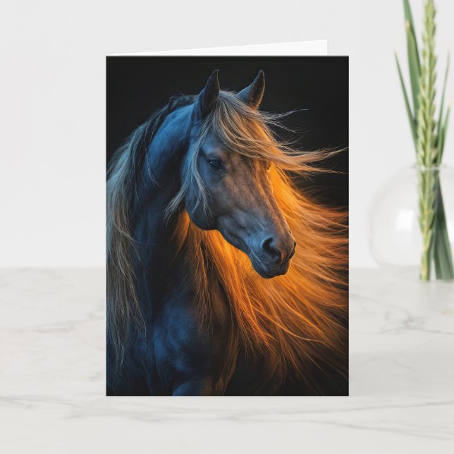 Happy Birthday with Beautiful Spirited Horse Card (Front)