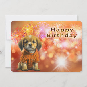 Happy Birthday with Birthday Puppy Holiday Card