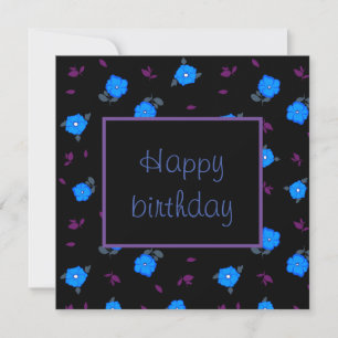 Happy birthday with blue flowers
