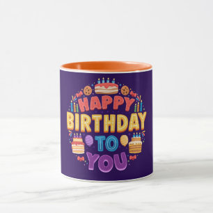 Happy Birthday with Cake & Candle  Mug