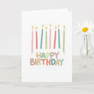 Happy Birthday with Candles Folded Greeting Card