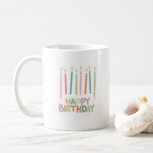 Happy Birthday with Candles on Coffee Mug