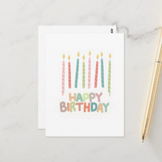 Happy Birthday with Candles on  Postcard
