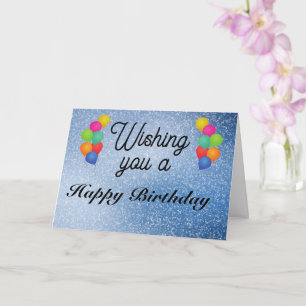 Happy Birthday with Colourful Balloons & Sparkles Card