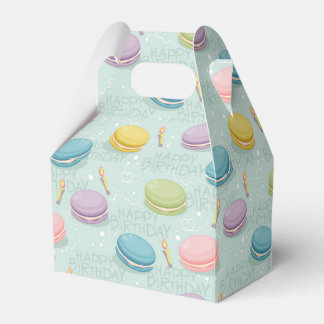 Happy Birthday with colourful macarons and candles Favour Box