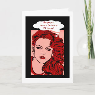 Happy birthday with comic girl Birthday wishes Card