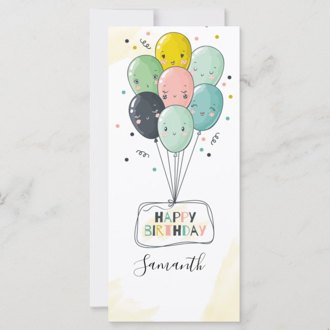 Happy Birthday With Cute Baloons  (Front)
