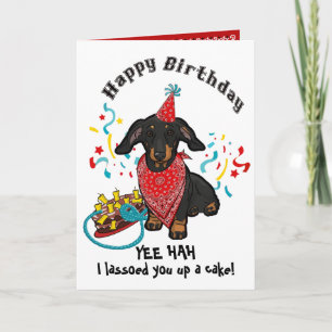 Happy Birthday with  Dachshund  Dog in Red Bandann Card
