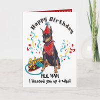 Happy Birthday with  Doberman  Dog in Red Bandana