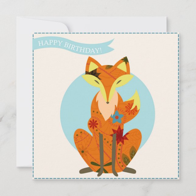 Happy birthday with fox card (Front)