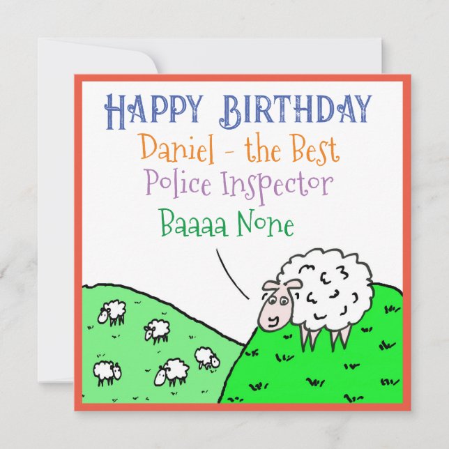 Happy Birthday with Fun Sheep Design Illustration Card (Front)