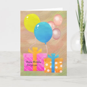 Happy Birthday with gifts and balloons Card