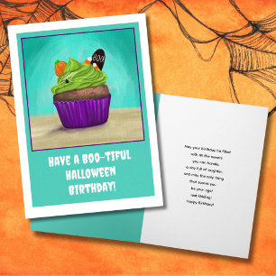 Happy Birthday with Halloween Cupcake Card