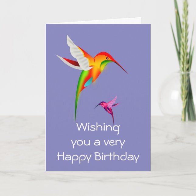 Happy birthday with hummingbirds card (Front)