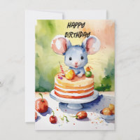 Happy birthday with little mouse card