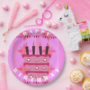 Happy Birthday with Love and Many More  Paper Plate