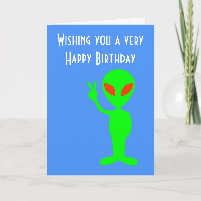 Happy Birthday with martian alien Card (Front)