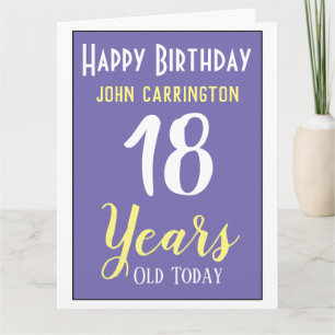 Happy Birthday with Name & Age 18 Years Card