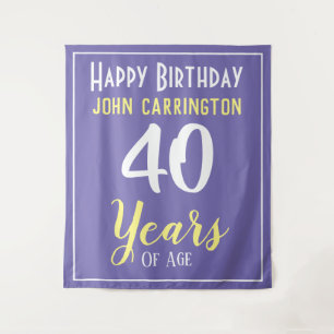 Happy Birthday with Name & Age 40 Years Tapestry