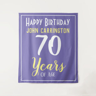 Happy Birthday with Name & Age 70 Years Tapestry