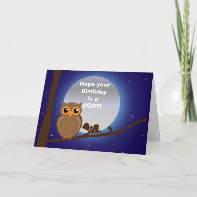 Happy birthday with owl birthday humour card (Front)
