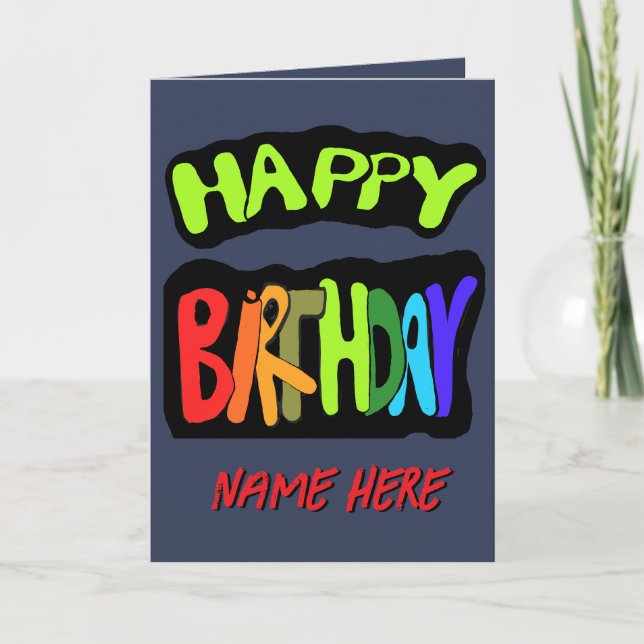 Happy Birthday with Personalised Name Card (Front)