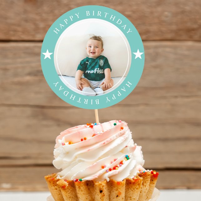 Happy Birthday With Photo Classic Round Sticker (Creator Uploaded)