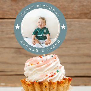 Happy Birthday With Photo Classic Round Sticker