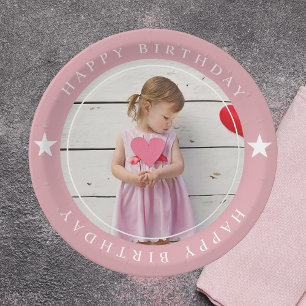Happy Birthday With Photo Paper Plate