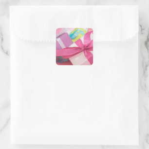 Happy Birthday With Presents   Square Sticker