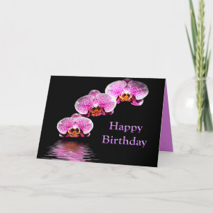 Happy Birthday With Purple Orchids Card