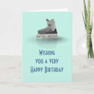 Happy Birthday with rollerblade skating Card
